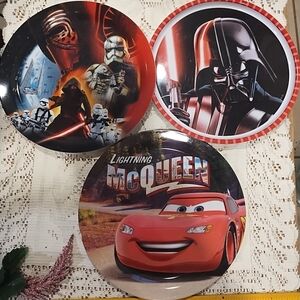 Star Wars and Cars Themed Plates Set
